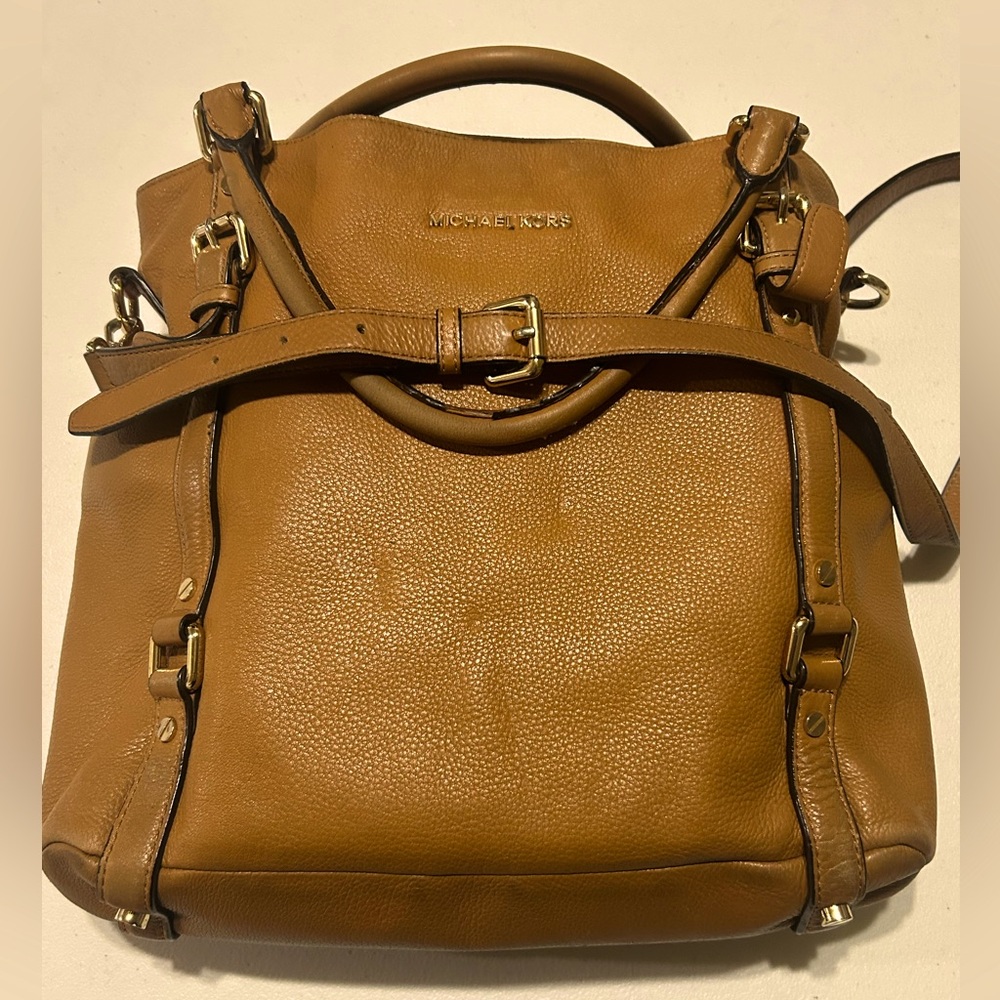 Michael Kors Bedford Satchel Convertible Purse Acorn Leather EUC $398.00